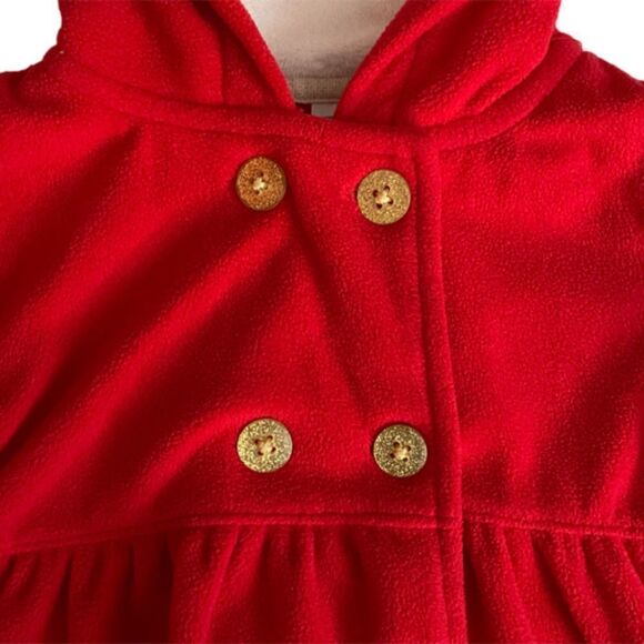 ❤️ Carter's Hoodie Fleece Red Peplum Jacket Size 9 Months - Picture 6 of 6